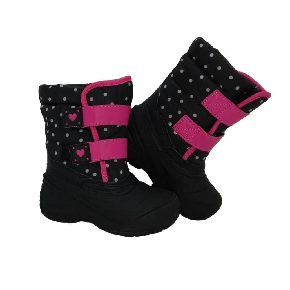 WONDER NATION Girls Black & Pink Faux Fur Lined Snow Boots - Size: 7T